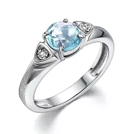 Кольцо один камень 01-4343.БРТБ-00 серебро_0