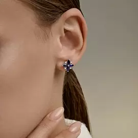 Серьги пусеты 62020024 серебро Клевер_1