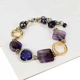 Браслет т100 ювелирный сплав Аметистовый дворец_1