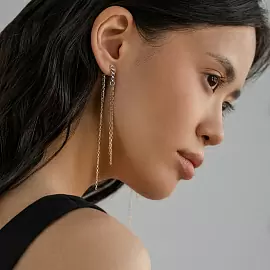 Серьги подвесные НС22-504Ю-34 серебро Цепи_1