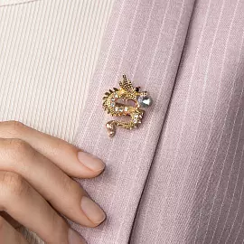 Брошь 3-3253-Y ювелирный сплав Дракон_1