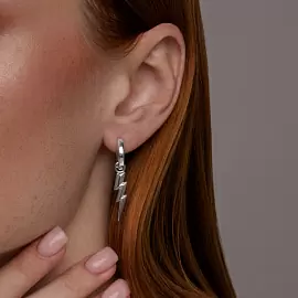 Серьги серьга одиночная 94170348 серебро Молния_1