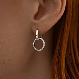 Серьги подвесные 94025851 серебро Круг_1