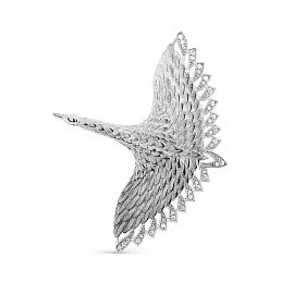 Брошь 5-108-7900 серебро Журавль_0