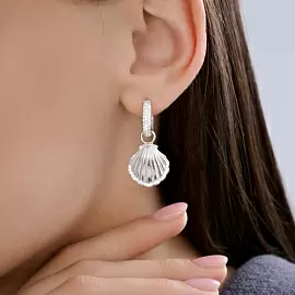 Серьги подвесные 94027229 серебро Ракушка_2