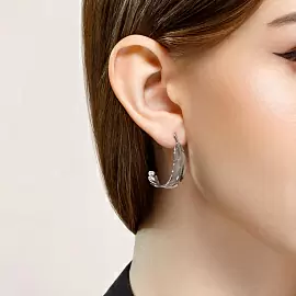 Серьги 94023989 серебро перо_1