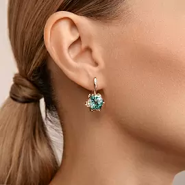 Серьги один камень 3351 акв золото_1