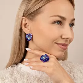 Серьги 23-081TR серебро Цветы_2