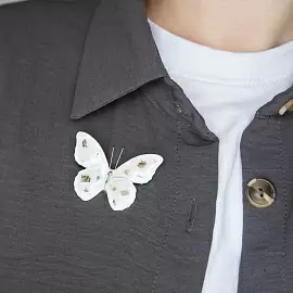 Брошь 3-4014-W ювелирный сплав Бабочка_1