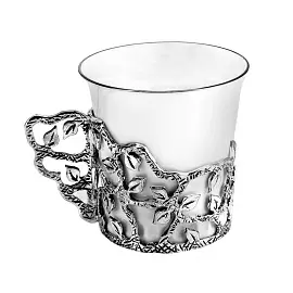 Посуда чашка кофейная 606ЧШ07801 серебро Листопад_0