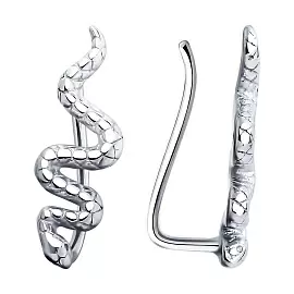 Серьги каффы 94025870 серебро змея_0
