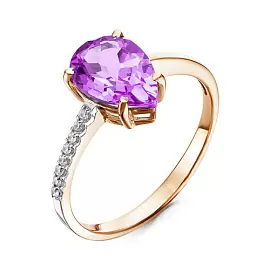 Кольцо один камень К-0276 ам золото_0