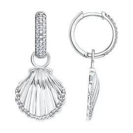 Серьги подвесные 94027229 серебро Ракушка_0
