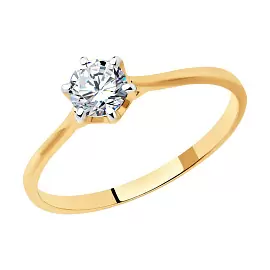 Кольцо один камень 019083 золото_0