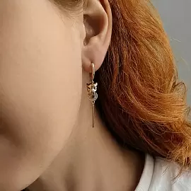 Серьги подвесные 1206575 золото Картье пантера_1