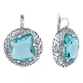 Серьги подвесные 4031с акв серебро_0