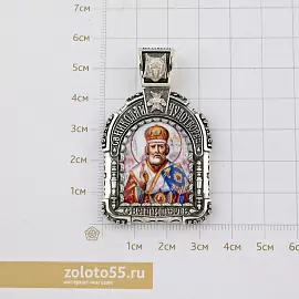 Подвеска религиозная христианская ладанка 525910-55 серебро Святой Николай Чудотворец_2