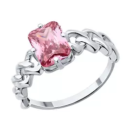 Кольцо один камень 94014226 серебро_0