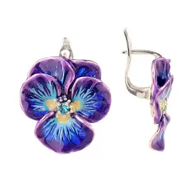 Серьги 23-081TR серебро Цветы_0