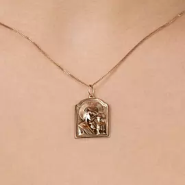 Подвеска религиозная христианская ладанка 20-0090 золото Казанская Божья Матерь_1