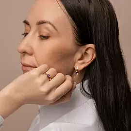 Серьги один камень С-0251 ам золото_2