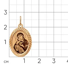 Подвеска религиозная христианская ладанка 010-0324-3000-010 золото Владимирская Божья Матерь_2