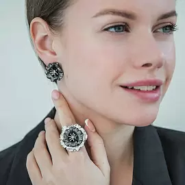 Серьги SOR1787.WB серебро Цветок_1