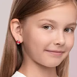 Серьги 94023594 серебро Божья коровка_1