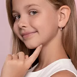 Серьги один камень 94020587 серебро Сердце_1