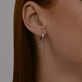 Серьги подвесные 94026737 серебро Крест_1