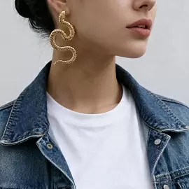 Серьги подвесные 81349-2 ювелирный сплав змея_1