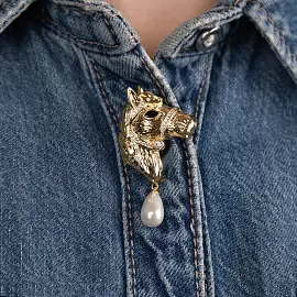 Брошь 3-7798-Y ювелирный сплав Лошадь_1