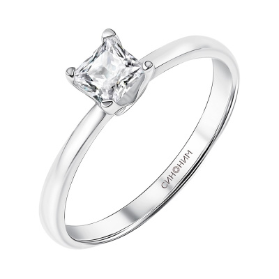 Кольцо один камень 191-038050 серебро