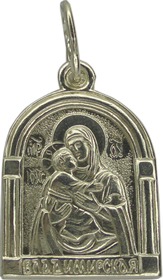Подвеска религиозная христианская ладанка 2384н серебро Владимирская Божья Матерь