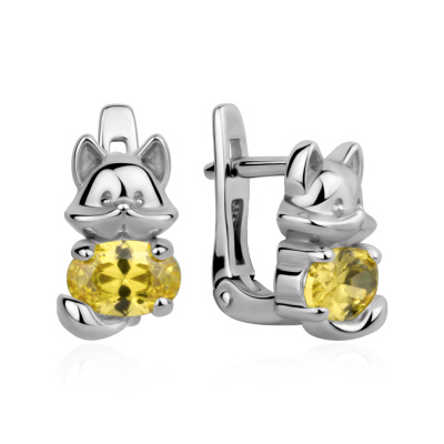 Серьги 2340206508-50 серебро Кот