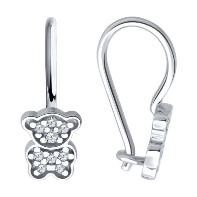 Серьги 94026917 серебро Мишка