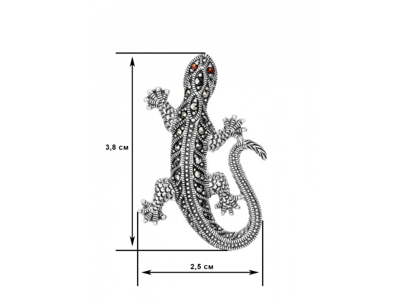 Брошь HB152 серебро Ящерица