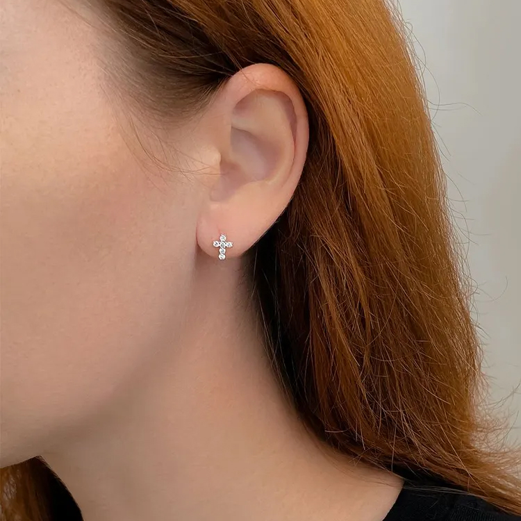 Серьги пусеты 0504906 золото Крест