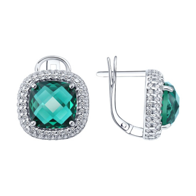Серьги один камень 92023194 серебро
