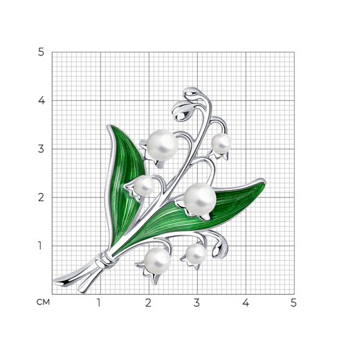 Брошь 94040223 серебро Ландыш