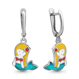 Серьги подвесные 34459.5 серебро Русалка