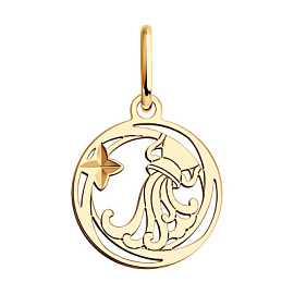Подвеска знак зодиака 036525 золото Водолей