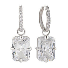 Серьги подвесные WE6173-B-W серебро