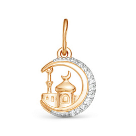 Подвеска религиозная мусульманская 03-2386 золото Мечеть