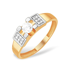 Кольцо один камень К13221712 золото