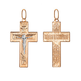 Крест христианский 102-ОБ-32.33-11 золото Пустотелый