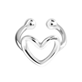Серьги кафф 37-СКЛ882-06 серебро Сердце