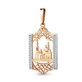 Подвеска религиозная мусульманская 22768А.1 золото Мечеть
