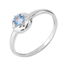 Кольцо один камень К-0263 топ серебро