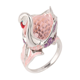 Кольцо 32-028 хр.роз серебро Лебедь